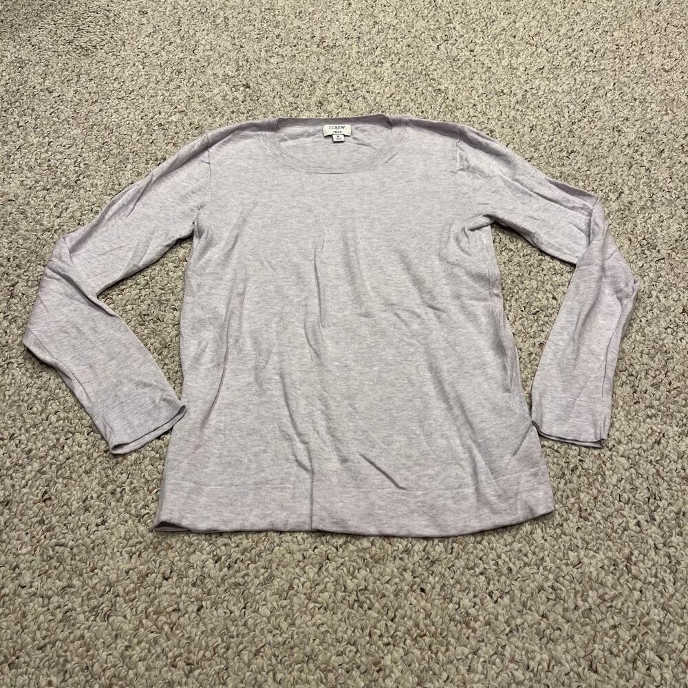 J Crew Cotton Teddie Sweater M Lightweight Lavender Classic Casual Preppy
